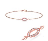 Ring Oval Shape CZ Setting Bracelet BRS-556-RO-GP